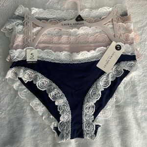 SOLD Laura Ashley Navy and Pink Lace Trim Panties New with Tags